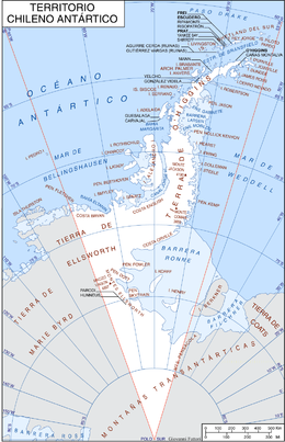 Carte de la revendication chilienne en Antarctique