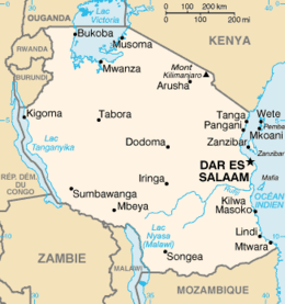 Carte de la Tanzanie.