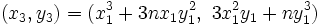 (x_3,y_3)=(x_1^3+3nx_1y_1^2,\ 3x_1^{2}y_1+ny_1^3)\,