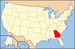 Carte avec la Géorgie en rouge.