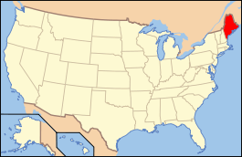 Carte des États-Unis avec le Maine en rouge.