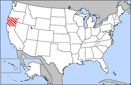 Carte des États-Unis avec le Jefferson (State of)Jefferson (État de) en rouge.