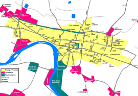 Carte du bourg d'Yzeures sur Creuse