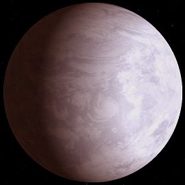 Vue d'artiste de Gliese 581 c, d'après l'hypothèse de la planète océan.
