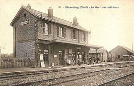 La gare de Marcoing au début du XXe siècle. Il y avait au minimum trois voies à cette époque.