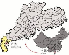 Location of Zhanjiang within Guangdong (China).png