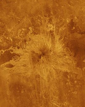 Image radar d'Ushas Mons obtenue par la sonde Magellan[1].