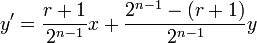 y'=\frac{r+1}{2^{n-1}}x+\frac{2^{n-1}-(r+1)}{2^{n-1}}y