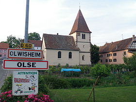 Église d'Olwisheim, en arrivant de Berstett