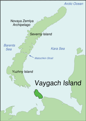 Carte de l'île Vaïgatch.