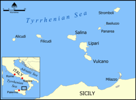 Carte des îles Éoliennes.