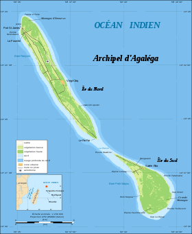 Carte de l'archipel d'Agaléga.