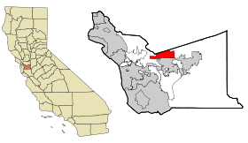 Alameda County California Incorporated and Unincorporated areas Dublin Highlighted.svg
