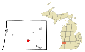 Allegan County Michigan Incorporated and Unincorporated areas Allegan Highlighted.svg