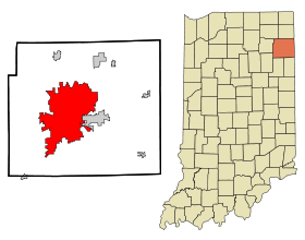 Allen County Indiana Incorporated and Unincorporated areas Fort Wayne Highlighted.svg
