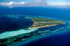 Vue aérienne de l'île Alphonse dans le Nord-Ouest de l'atoll Alphonse.