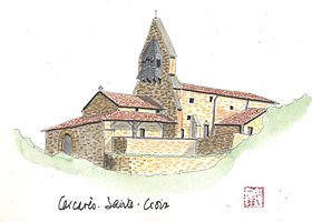 Aquarelle de l'église de Carcarès-Sainte-Croix