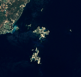 Vue satellite de l'archipel des Lavezzi