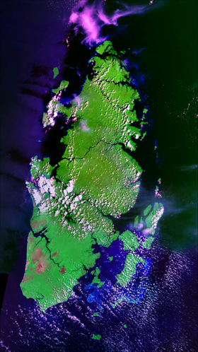 Image satellite des îles Aru.