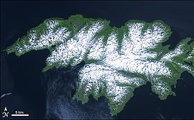 Vue satellitaire de l'île Attu