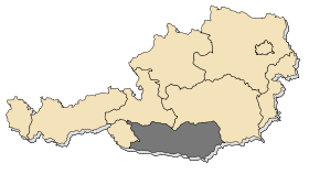 Localisation de la Carinthie sur la carte de l'Autriche