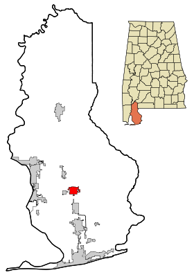 Baldwin County Alabama Incorporated and Unincorporated areas Robertsdale Highlighted.svg