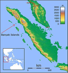 Emplacement des îles Banyak par rapport à Sumatra