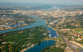 Vue aérienne de Belgrade.