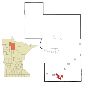 Beltrami County Minnesota Incorporated and Unincorporated areas Bemidji Highlighted.svg