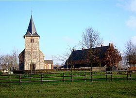L'église et l'arrière du manoir de Vertot