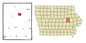Benton County Iowa Incorporated and Unincorporated areas Vinton Highlighted.svg