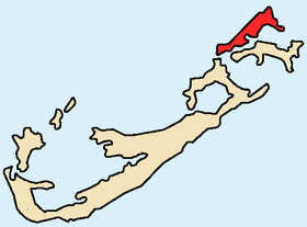 Carte des Bermudes mettant en évidence l'île Saint George's.