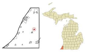 Berrien County Michigan Incorporated and Unincorporated areas Eau Claire Highlighted.svg