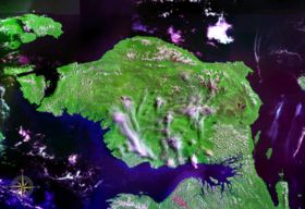 Image satellite de la péninsule de Doberai.