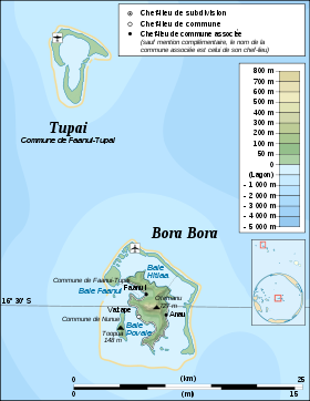 Carte topographique de Bora-Bora et de Tupai