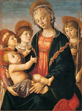 Image illustrative de l'article La Vierge à l'Enfant, le jeune saint Jean-Baptiste et deux anges