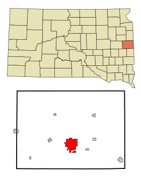 Brookings County South Dakota Incorporated and Unincorporated areas Brookings Highlighted.svg