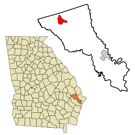 Bryan County Georgia Incorporated and Unincorporated areas Pembroke Highlighted.svg