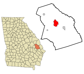 Bulloch County Georgia Incorporated and Unincorporated areas Statesboro Highlighted.svg