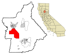 Butte County California Incorporated and Unincorporated areas Durham Highlighted.svg