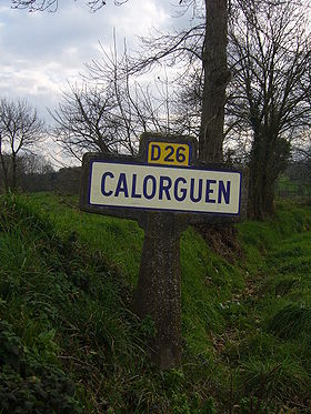 Panneau à l'entrée de Calorguen