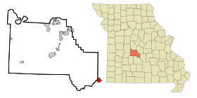 Camden County Missouri Incorporated and Unincorporated areas Richland Highlighted.svg
