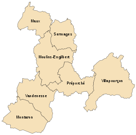 Carte de la communauté de communes du Sud-Morvan