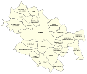 Carte de la communauté d'agglomération dijonnaise (Grand Dijon)