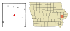 Cedar County Iowa Incorporated and Unincorporated areas Tipton Highlighted.svg