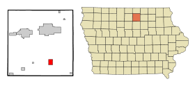 Cerro Gordo County Iowa Incorporated and Unincorporated areas Rockwell Highlighted.svg