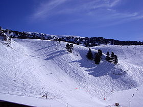Vue d'une partie du domaine skiable depuis le Recoin.
