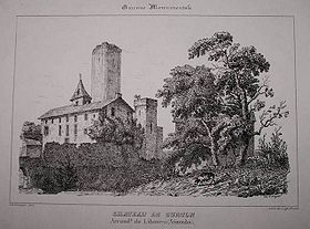 Gravure du château de Curton, 1842