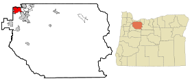 Clackamas County Oregon Incorporated and Unincorporated areas Lake Oswego Highlighted.svg