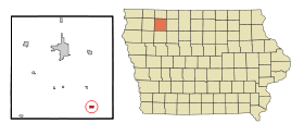 Clay County Iowa Incorporated and Unincorporated areas Webb Highlighted.svg